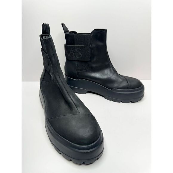 TOMS Combat Boots Size 7 Black Alpargata Black Leather Pull On NEW - Picture 6 of 10
